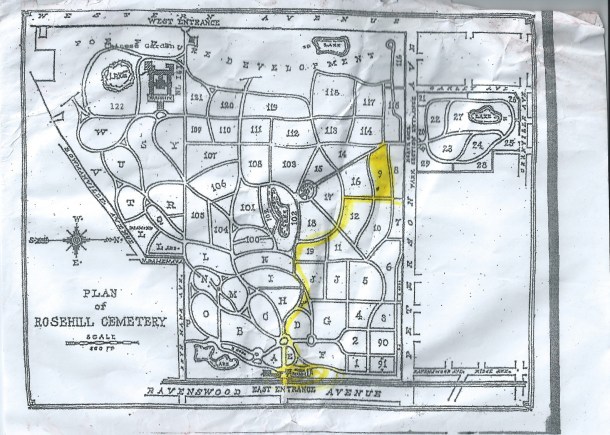 Plan of Rosehill Cemetary, Chicago, Illinois