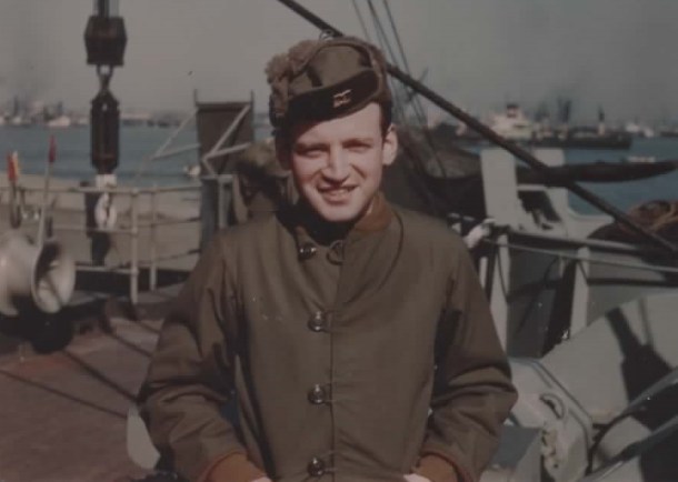 Sidney on board USS George Clymer, Jan '52.