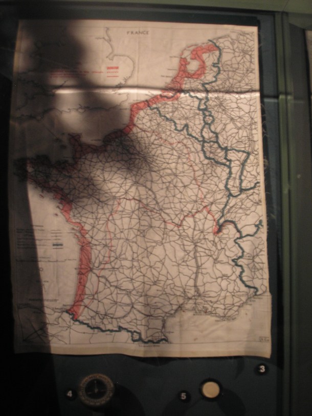 Paratrooper's silk scarf with map of escape routes if lost behind enemy lines; photo from National World War II Museum, New Orleans.