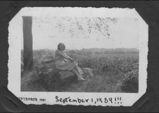 Joan at summer camp on September 1, 1939. You can see what wrote exclamation marks after the date.