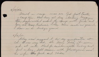 The first page of a diary Mr. Satoda kept at an internment camp in Arkansas in the 1940s. Beinecke Library, Yale University 